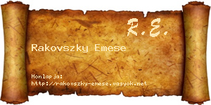 Rakovszky Emese névjegykártya